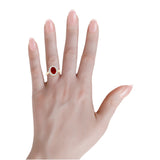 AGI Certified 3CTW Oval Lab Ruby Princess Diana Ring With Lab Diamond Halo in Choice of 14K White or Yellow Gold - 9x7mm