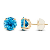 2.00 CTW Natural Swiss Blue Topaz Stud Earrings in 14K Yellow Gold