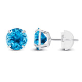 2.00 CTW Natural Swiss Blue Topaz Stud Earrings in 14K White Gold