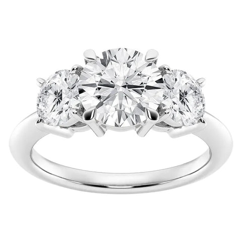 AGI Certified 1 CTW Round Lab-Grown Diamond G/VS Three-Stone Engagement Ring in 14K White Gold Over Sterling Silver