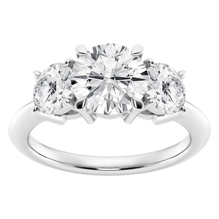 AGI Certified 1 CTW Round Lab-Grown Diamond G/VS Three-Stone Engagement Ring in 14K White Gold Over Sterling Silver