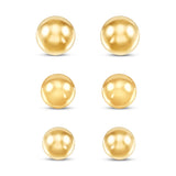 14K Yellow Gold Ball Stud Earrings Set – 3 Sizes (4mm, 5mm, 6mm) with Friction Backs