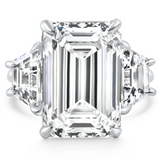 AGI Certified 14.14Ctw Emerald Cut Lab Grown Diamond Engagement Ring 14K White Gold Three-Stone (E/VS)