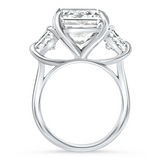 AGI Certified 14.14Ctw Emerald Cut Lab Grown Diamond Engagement Ring 14K White Gold Three-Stone (E/VS)