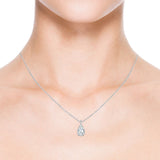 2.00 CTW Created White Sapphire Pear Floating Solitaire Pendant in .925 Sterling Silver
