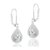 4.00 CTW Created Sapphire Double Halo Pear Shape Drop Earrings