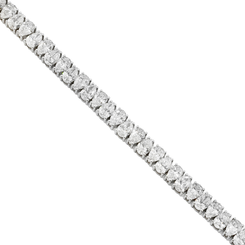AGI Certified 16.00 CTW Pear Shaped Lab Grown Diamond Tennis Bracelet - 14kt White Gold