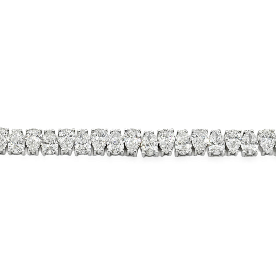 AGI Certified 16.00 CTW Pear Shaped Lab Grown Diamond Tennis Bracelet - 14kt White Gold