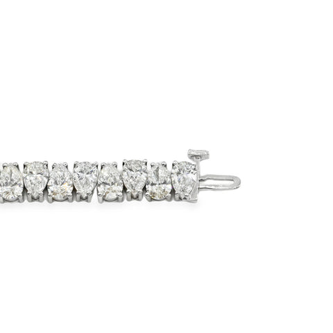 AGI Certified 16.00 CTW Pear Shaped Lab Grown Diamond Tennis Bracelet - 14kt White Gold