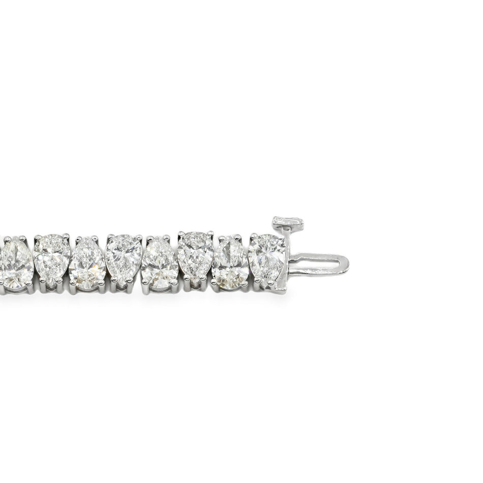 AGI Certified 16.00 CTW Pear Shaped Lab Grown Diamond Tennis Bracelet - 14kt White Gold