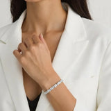 AGI Certified 16.00 CTW Pear Shaped Lab Grown Diamond Tennis Bracelet - 14kt White Gold