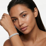 AGI Certified 10 CTW Round Lab Grown Diamond Double Row Offset Tennis Bracelet - 14kt White Gold over Sterling Silver