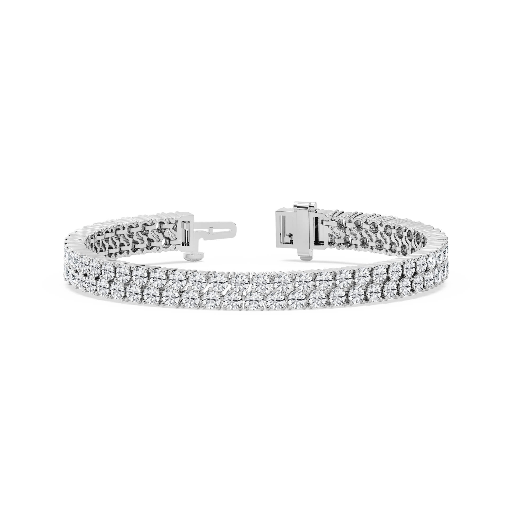 10 CTW Round Lab Diamond Double Row Tennis Bracelet 14K Gold Overlay ...