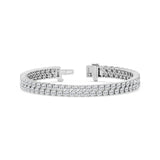 AGI Certified 10 CTW Round Lab Grown Diamond Double Row Offset Tennis Bracelet - 14kt White Gold over Sterling Silver