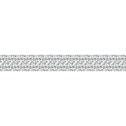 AGI Certified 10 CTW Round Lab Grown Diamond Double Row Offset Tennis Bracelet - 14kt White Gold over Sterling Silver
