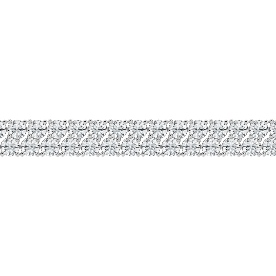 AGI Certified 10 CTW Round Lab Grown Diamond Double Row Offset Tennis Bracelet - 14kt White Gold over Sterling Silver