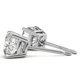 4.00 CTW Lab Created Moissanite Cushion Cut Stud Earrings in Sterling Silver - 8mm Stones