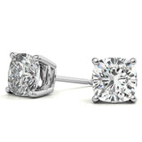 4.00 CTW Lab Created Moissanite Cushion Cut Stud Earrings in Sterling Silver - 8mm Stones