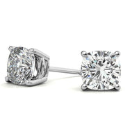 4.00 CTW Lab Created Moissanite Cushion Cut Stud Earrings in Sterling Silver - 8mm Stones