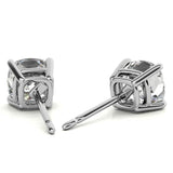 4.00 CTW Lab Created Moissanite Cushion Cut Stud Earrings in Sterling Silver - 8mm Stones