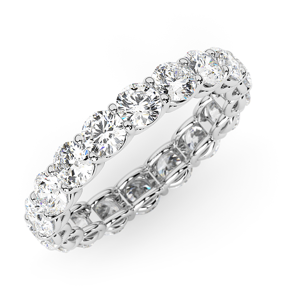 AGI Certified 2 CTW Round Lab Grown Diamond Eternity Band in 14K White ...