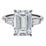 5.50 CTW IGI Certified F/VS Lab Grown Emerald Cut Diamond Ring with Tapered Baguettes in 14K White Gold