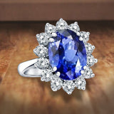 3.00ctw AGI Certified G/VS Princess Diana Inspired 14K White Gold Lab Grown Sapphire Diamond Ring