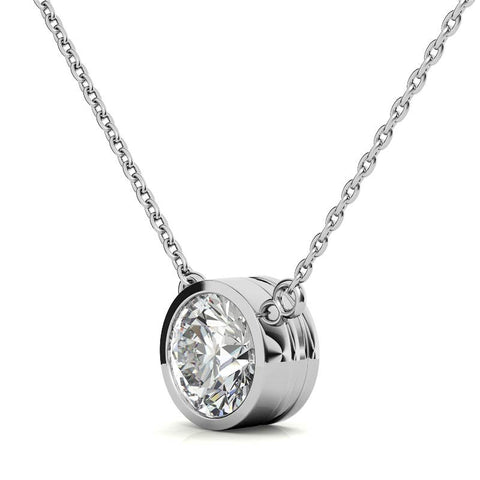 AGI Certified 2 CTW Round Brilliant Lab Grown Diamond Bezel Pendant in 14K Gold