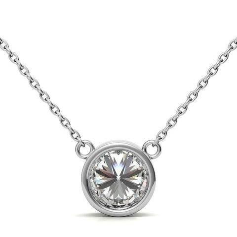 AGI Certified 2 CTW Round Brilliant Lab Grown Diamond Bezel Pendant in 14K Gold