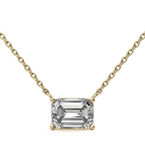 2.00 CTW AGI Certified Lab-Grown Emerald-Cut Diamond Solitaire Pendant in Choice Of 14K White or Yellow Gold