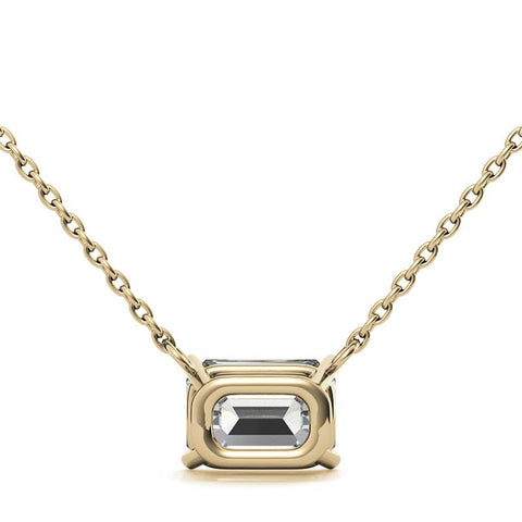 2.00 CTW AGI Certified Lab-Grown Emerald-Cut Diamond Solitaire Pendant in Choice Of 14K White or Yellow Gold