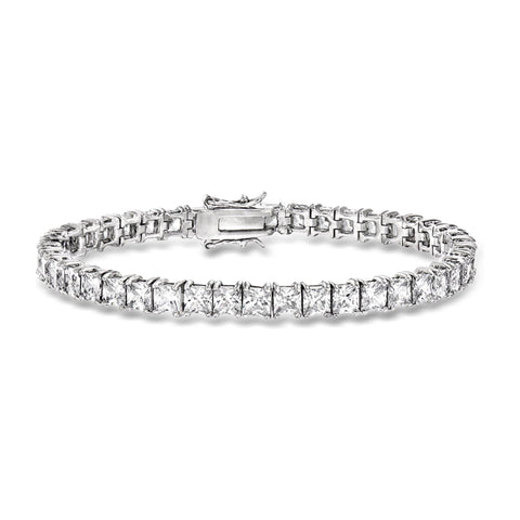 6.00 CTW Princess-Cut Created White Sapphire Tennis Bracelet in 14kt Gold Overlay with Double-Latch Safety