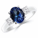 2.00 CTW Lab Created Oval Blue Sapphire & Diamond 3-Stone Engagement Ring in 14kt Gold