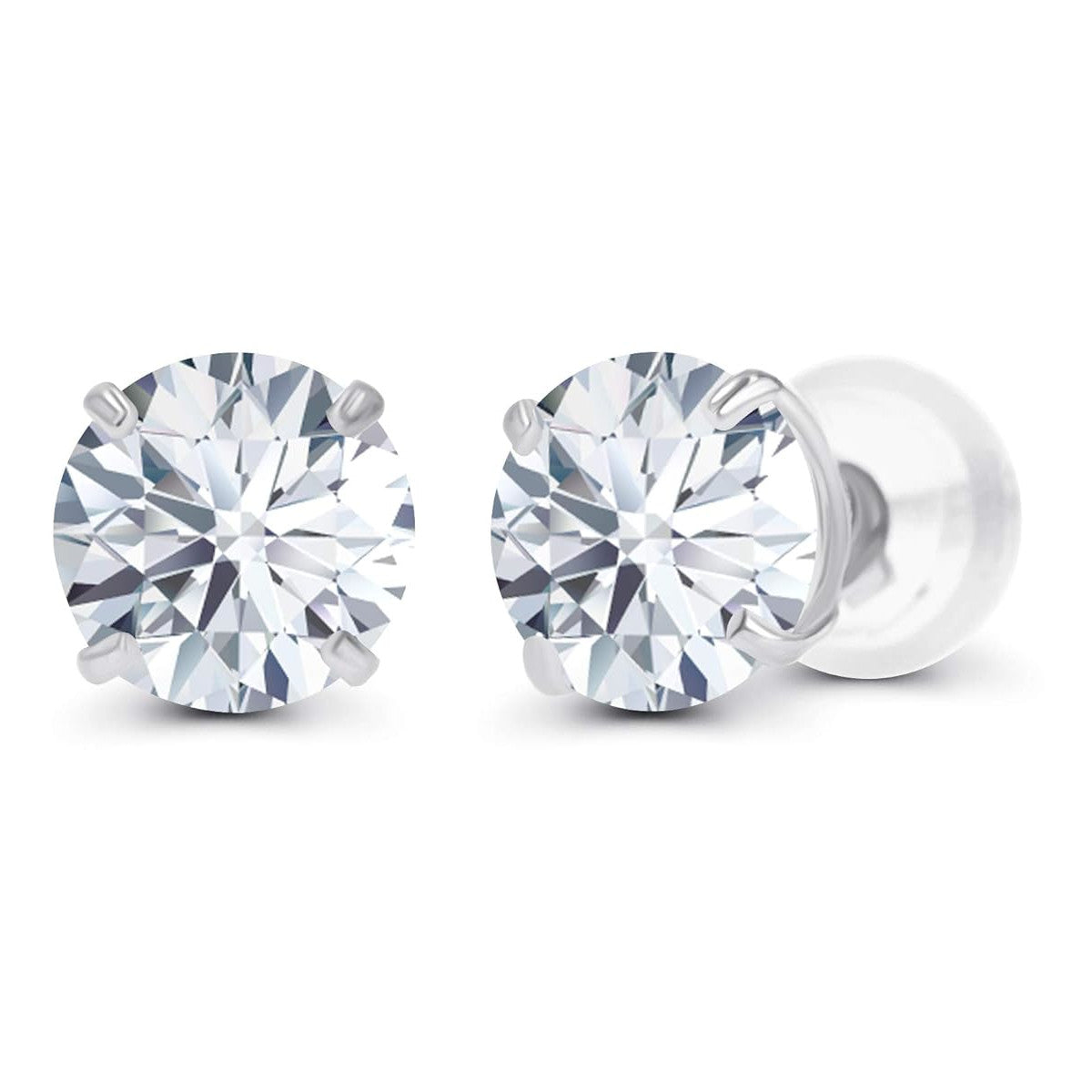 VOSSAGIN 0.50 CTW Lab Grown Diamond Stud Earrings in 14K White or Yellow Gold – G VS