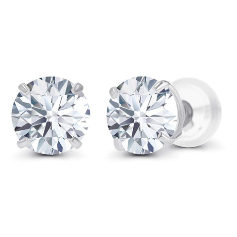 2CTW Lab Created Moissanite Stud Earrings (G-VS) in Choice of 14K White Gold or Yellow Gold