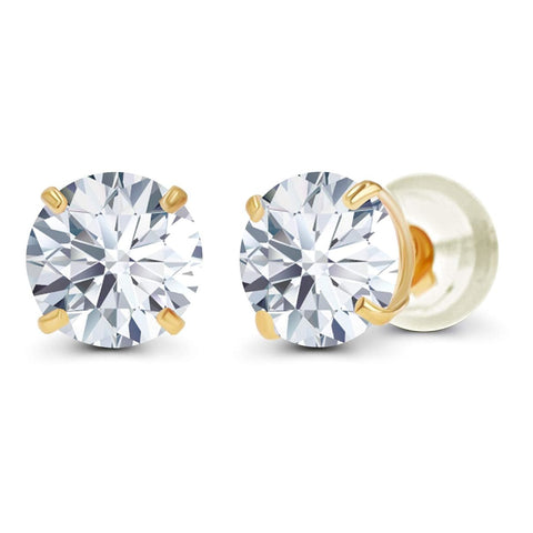 2CTW Lab Created Moissanite Stud Earrings (G-VS) in Choice of 14K White Gold or Yellow Gold