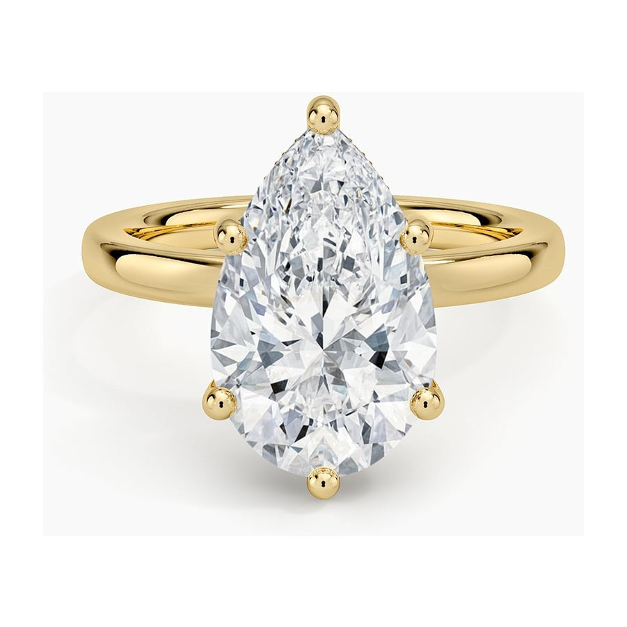 AGI Certified 4.50 CTW Pear Shaped Lab Diamond Engagement Ring with Hidden Halo in 14K Gold