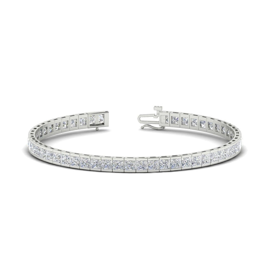6.00 CTW Created Moissanite Princess Cut Half Bezel Tennis Bracelet in 14K Gold Over Sterling