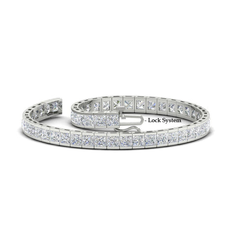 6.00 CTW Created Moissanite Princess Cut Half Bezel Tennis Bracelet in 14K Gold Over Sterling
