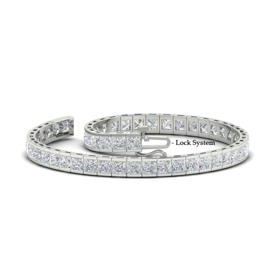 6.00 CTW Created Moissanite Princess Cut Half Bezel Tennis Bracelet in 14K Gold Over Sterling
