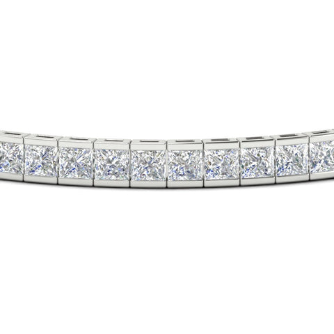 6.00 CTW Created Moissanite Princess Cut Half Bezel Tennis Bracelet in 14K Gold Over Sterling