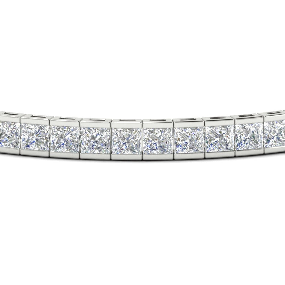 6.00 CTW Created Moissanite Princess Cut Half Bezel Tennis Bracelet in 14K Gold Over Sterling