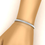 6.00 CTW Created Moissanite Princess Cut Half Bezel Tennis Bracelet in 14K Gold Over Sterling