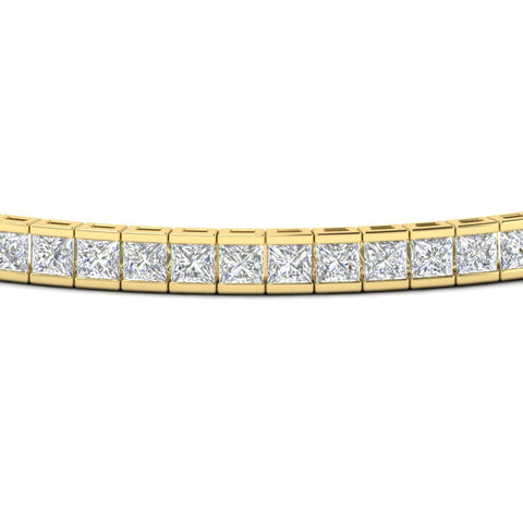 6.00 CTW Created Moissanite Princess Cut Half Bezel Tennis Bracelet in 14K Gold Over Sterling