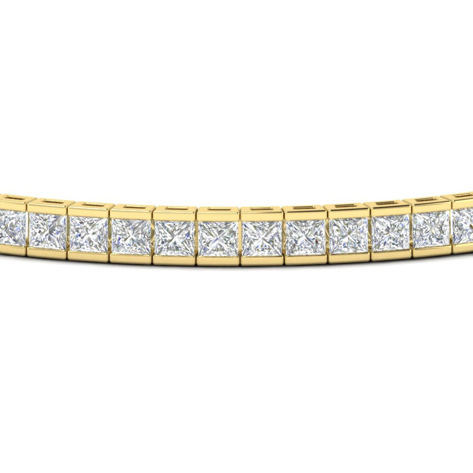6.00 CTW Created Moissanite Princess Cut Half Bezel Tennis Bracelet in 14K Gold Over Sterling