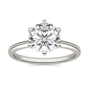 2 CTW Round Lab Grown Diamond Six Prong Solitaire Engagement Ring 14K White Gold (G-VS)