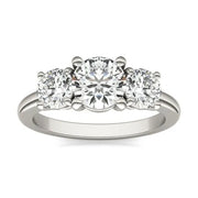 2 CTW Round Lab Grown Diamond Classic Three Stone Engagement Ring in 14K White Gold (G-VS)