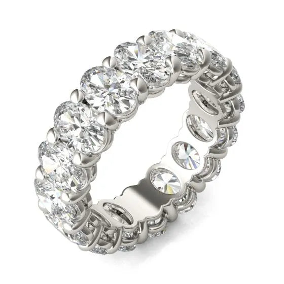 5 5/8 CTW Oval Lab Grown Diamond Couture Classic Eternity Ring 14K White Gold (G-VS)