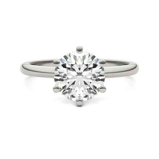 2 CTW Round Lab Grown Diamond Six Prong Solitaire Engagement Ring 14K White Gold (G-VS)