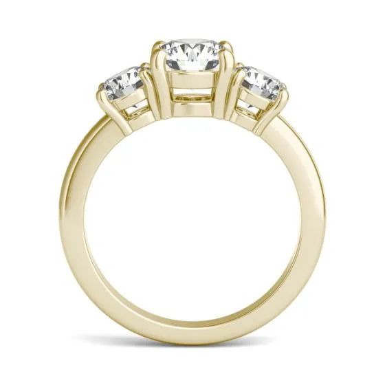 2 CTW Round Lab Grown Diamond Classic Three Stone Engagement Ring 14K Yellow Gold (G-VS)